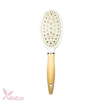 برس مو تخت شیاردار دسته چوبی سفید طرح بیضی کد 9681